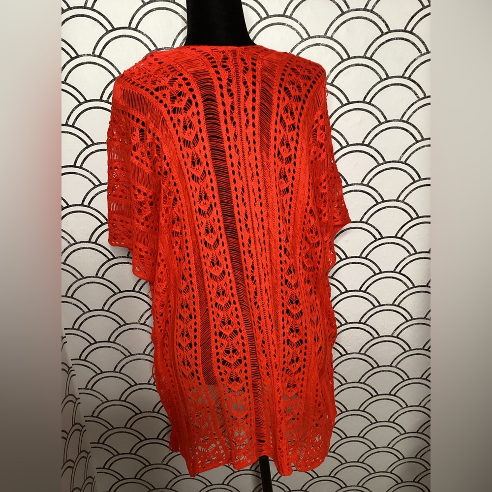 Vibrant Orange Crochet Swim Cover-Up – One Size - Picture 6 of 9